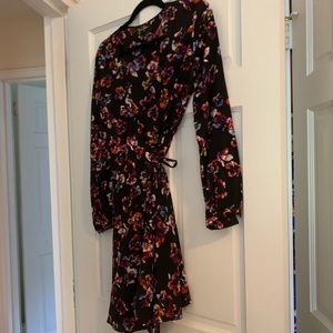 Yumi Kim Black Floral Long Sleeve Wrap Dress